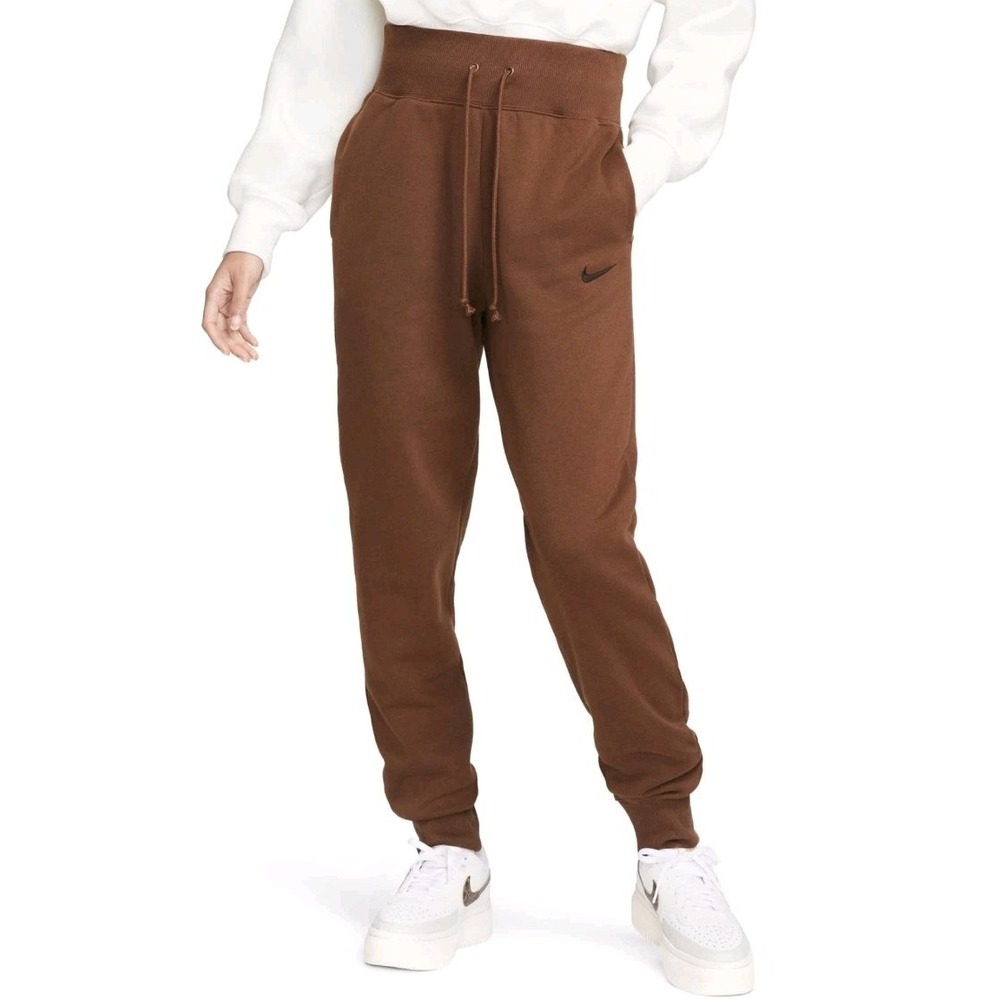 Nike Training Jogger Phoenix High Rise Fleece Pant DQ5688 Brown‎ Women S EUC